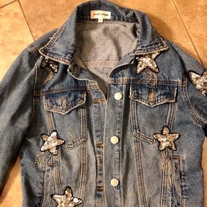 Sunset+Spring silver star jean jacket XS